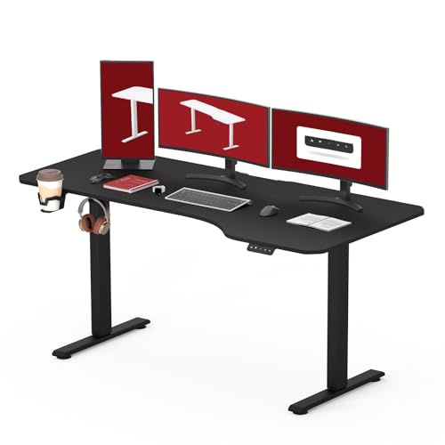 SANODESK QS1 160 x 75 cm Höhenverstellbarer Schreibtisch Elektrisch 2-Fach-Teleskop mit Memory-Steuerung,Schnelle Montage (Schwarz) von SANODESK