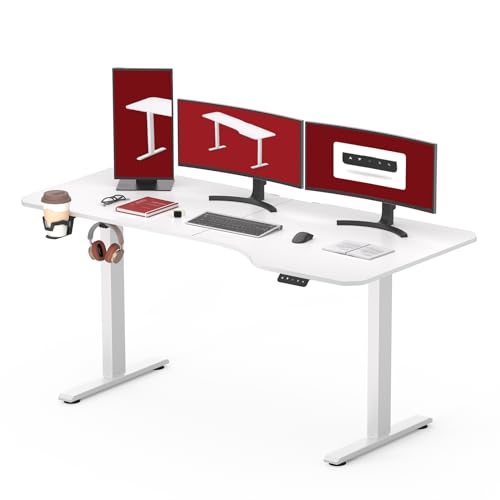 SANODESK Höhenverstellbarer Schreibtisch 160 x 75 cm Schreibtisch Höhenverstellbar Elektrisch Ergonomischer Steh-Sitz Tisch Computertisch für Heimbüro Homeoffice(weiß) von SANODESK