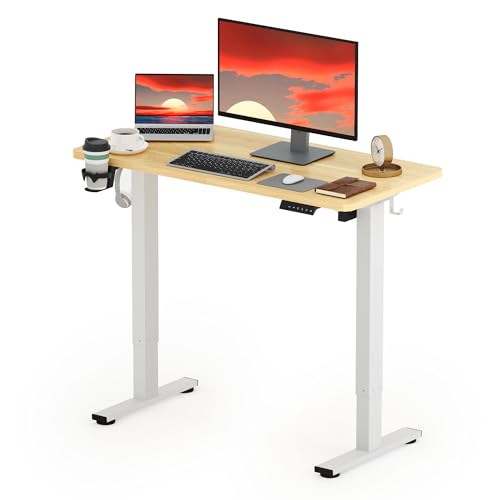 SANODESK höhenverstellbarer Schreibtisch 110 x 54 cm, einteiliger Tischplatte, Sitz-Steh-Schreibtisch mit einem Höhenverstellbereich von 73,5-118 cm, ergonomisches und gesundes Design, Ahorn von SANODESK