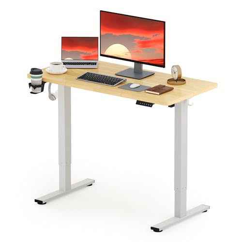 SANODESK höhenverstellbarer Schreibtisch 120 x 60cm, Sitz-Steh-Schreibtisch mit einem Höhenverstellbereich von 73,5-118 cm, ergonomisches und gesundes Design, Ahorn von SANODESK