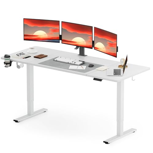 SANODESK höhenverstellbarer Schreibtisch 200 x 80cm, Sitz-Steh-Schreibtisch mit einem Höhenverstellbereich von 73,5-118 cm, ergonomisches und gesundes Design, Weiß von SANODESK