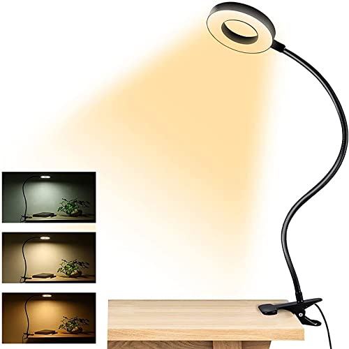 SANON Schreibtischlampe, 5X Lupe Mit Licht, USB-Betrieben Tischlampe, 3 Modi Dimmbar LED Schwanenhals Lampe Und Ständer, Lupenlampe Zum Lesen Von Tattoo-Maniküre von SANON