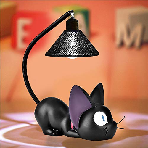 SANON Kinder Nachtlicht Niedliche Schwarze Katze Nachtlicht Nachttischlicht Kindergarten Lampe für Babykind Harz Handwerk Desktop Lampe Raumtisch Dekoration Geschenk für Jungen Und von SANON