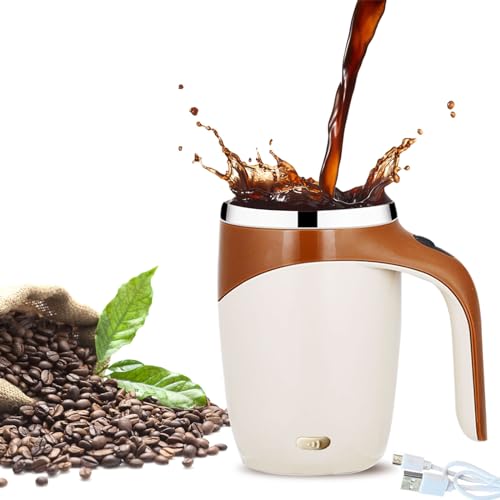 SANON Selbstrührende Kaffeetasse, Selbstrührende Tasse Mit Deckel, USB Wiederaufladbar Automatische Magnetische Rührkaffeetasse Für Kaffee Milch Heiße Schokolade von SANON