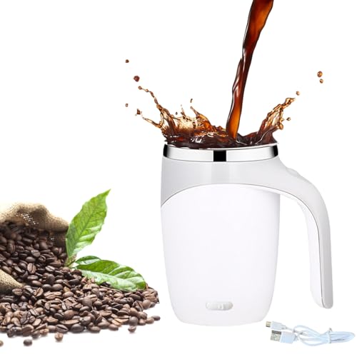 SANON Selbstrührende Kaffeetasse, Selbstrührende Tasse Mit Deckel, USB Wiederaufladbar Automatische Magnetische Rührkaffeetasse für Kaffee Milch Heiße Schokolade von SANON