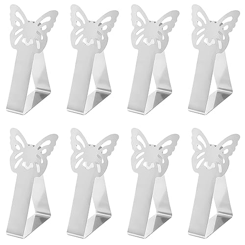 SANOU Tischdeckenklammern für den Tischtuchklammern Edelstahl Tischdecke Clips Picknicktischklammern für Picknick, Party, Hochzeit, Outdoor und Indoor(8Stück Schmetterling) von SANOU