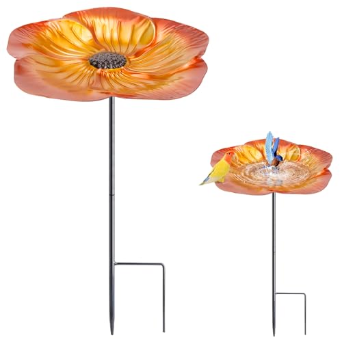 Vogeltränke Stehend vogelbad Garten Vogeltränke Stehend Winterfest Schale Wasserstelle Stehend Vogeltränke Winterfest Frostsicher Wassertränke für Vögel für Wildvögel Mit Ständer von SANOU