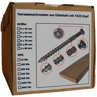 Sanpro - Terrassenschraube aus Edelstahl mit Torx Kopf, Größe 5 x 80 mm, Anzahl 600 Stück (pack à 600 stück) von SANPRO