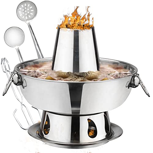 1.8 litre Campingherde Hot Pot aus Edelstahl Chinesischer Holzkohle-Hotpot, chinesisches Fleischfondue Lammkocher im Freien Picknickkocher von SANQIAHOME