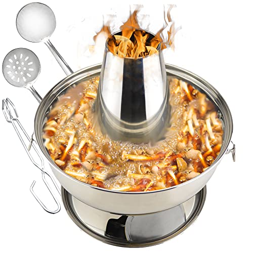 2.3 litre Campingherde Hot Pot aus Edelstahl Chinesischer Holzkohle-Hotpot, chinesisches Fleischfondue Lammkocher im Freien Picknickkocher von SANQIAHOME