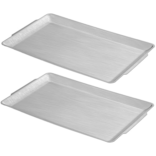 40x24cm große Servierplatten, 2er Set,robuste große Serviertabletts aus Edelstahl, Silber rechteckige Tablett für Essen, Obst, Party, Hochzeit, Weihnachten 40x24cm große Servierplatten, 2er Set,robuste große Serviertabletts aus Edelstahl, Silber rechteckige Tablett für Essen, Obst, Party, Hochzeit, Weihnachten von SANQIAHOME