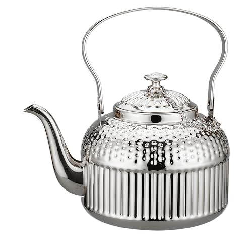 SANQIAHOME® 1,8 Liter Edelstahl-Teekanne mit Siebeinsatz, mit Teesiebgriff,Induktionsgeeignet Silber- von SANQIAHOME