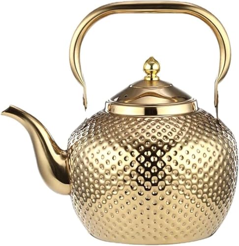 SANQIAHOME 2.0 Liter Edelstahl-Teekanne mit Siebeinsatz, mit Teesiebgriff,Induktionsgeeignet Gold von SANQIAHOME