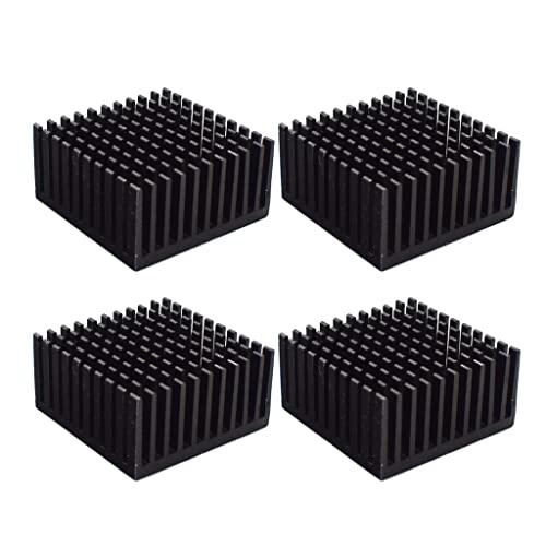 SANRLO 4 Stück 40 x 40 x 20 mm Aluminium-Chipsatz Kühlkörper Kühlkörper Kühlkörper Kühlflosse mit Klebeband für CPU LED Power Active von SANRLO