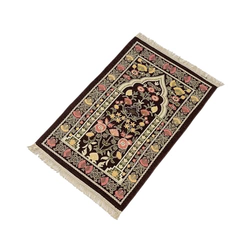 SANRLO Muslimische Teppichdecke, Gebetsteppich mit Quasten, islamische Matte, 70 x 110 cm, Blumenmuster, Knieteppich, tragbarer Knieteppich, Gebetsteppich für Frauen von SANRLO