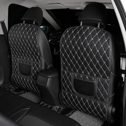 2 Stück Rückenlehnenschutz Auto Kinder für Land Rover Defender 110/130 L663 2020 2021 2022 2023 2024, Autositz Organizer Zum Aufbewahren von Kindersachen Leder Kick-Matten-Schutz Autositzschoner von SANSHAOWUDI