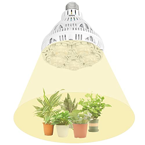 SANSI 24W LED Pflanzenlampe Vollspektrum, E27 Weiß Pflanzenlicht für Zimmerpflanzen, Grow Light mit High PPFD 117,06μmol/s/㎡, Wachstumslampe für Gewächshäusern,Innengärten, Blumen, Gemüse, Obst von SANSI