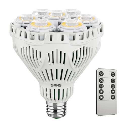 SANSI 40W Dimmbare LED Pflanzenlampe für Zimmerpflanzen, Vollspektrum E27 Grow Lampe mit Fernbedienung, 4/8/12 Stunden Timer, 4 Helligkeits, 4000K Pflanzenlicht mit Hohe PPF 63μmol/s (Ø11,6 * 13,8cm) SANSI 40W Dimmbare LED Pflanzenlampe für Zimmerpflanzen, Vollspektrum E27 Grow Lampe mit Fernbedienung, 4/8/12 Stunden Timer, 4 Helligkeits, 4000K Pflanzenlicht mit Hohe PPF 63μmol/s (Ø11,6 * 13,8cm) von SANSI