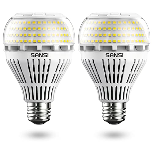 SANSI E27 LED Lampe, 22W ersetzt 200W Glühbirne, Edison-Schraubgewinde E27, 5000 Kelvin Kaltweiß, 3000 Lumen Superhell LED Leuchtmittel für Küche, Werkstatt, Garage, Hof, Nicht dimmbar, 2 Stück von SANSI