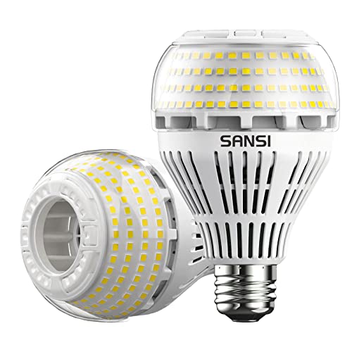 SANSI E27 LED Lampe, 27W (ersetzt 250W Glühbirne) Energiesparende LED Leuchtmittel, 5000K Kaltweiß 4000 Lumen, Nicht Dimmbar, Superhell Birne für Küche, Werkstatt, Garage, Ø 7,7 x 12 cm, 2er-Pack von SANSI