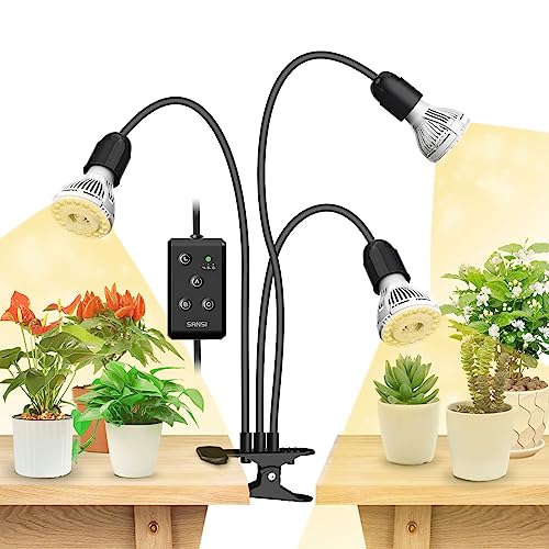 SANSI LED Pflanzenlampe für Zimmerpflanzen, 450W Vollspektrum 3-Schwanenhals Clip On Pflanzenlicht mit Timer 4/8/12 Stunden, Wachstumslampe mit hoher PPFD für Garten, Gewächshaus SANSI LED Pflanzenlampe für Zimmerpflanzen, 450W Vollspektrum 3-Schwanenhals Clip On Pflanzenlicht mit Timer 4/8/12 Stunden, Wachstumslampe mit hoher PPFD für Garten, Gewächshaus von SANSI