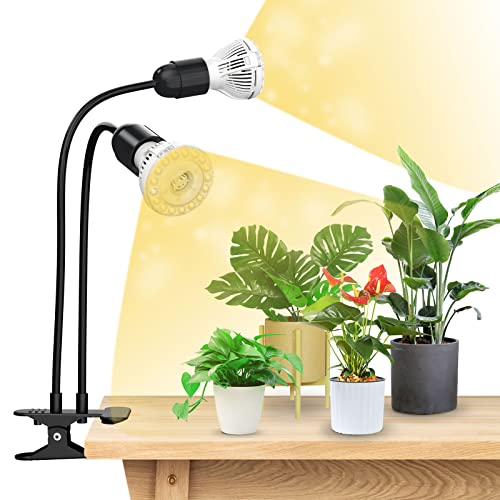 SANSI Pflanzenlampe 20W Vollspektrum Wachstumslampe, starker Griffclip fixiert, 360° Schwanenhals, geeignet für Zimmerpflanzenwachstum, Garten, Gewächshaus, mit 2 E27-Pflanzenwachstumslampen Metall von SANSI