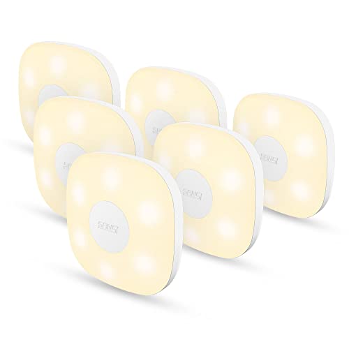 SANSI WarmWeiß Nachtlicht mit Bewegungssensor, 40lm superhelles LED, 6 Stück Stick-Anywhere Wandleuchte, batteriebetriebene, Schrankleuchte für Flure, Kinderzimmer, Schlafzimmer, Küchen von SANSI