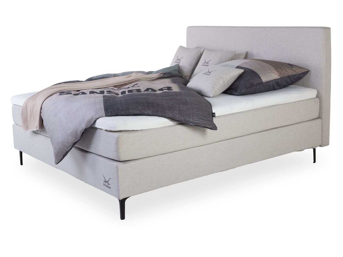 SANSIBAR Living Boxspringbett Boxspringbett SANSIBAR BILLUND (LF 180x200 cm) LF 180x200 cm grau von SANSIBAR Living