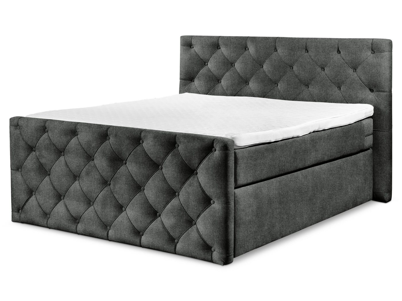 SANSIBAR Living Boxspringbett Boxspringbett SANSIBAR ITZEHOE (LF 180x200 cm) LF 180x200 cm grau von SANSIBAR Living