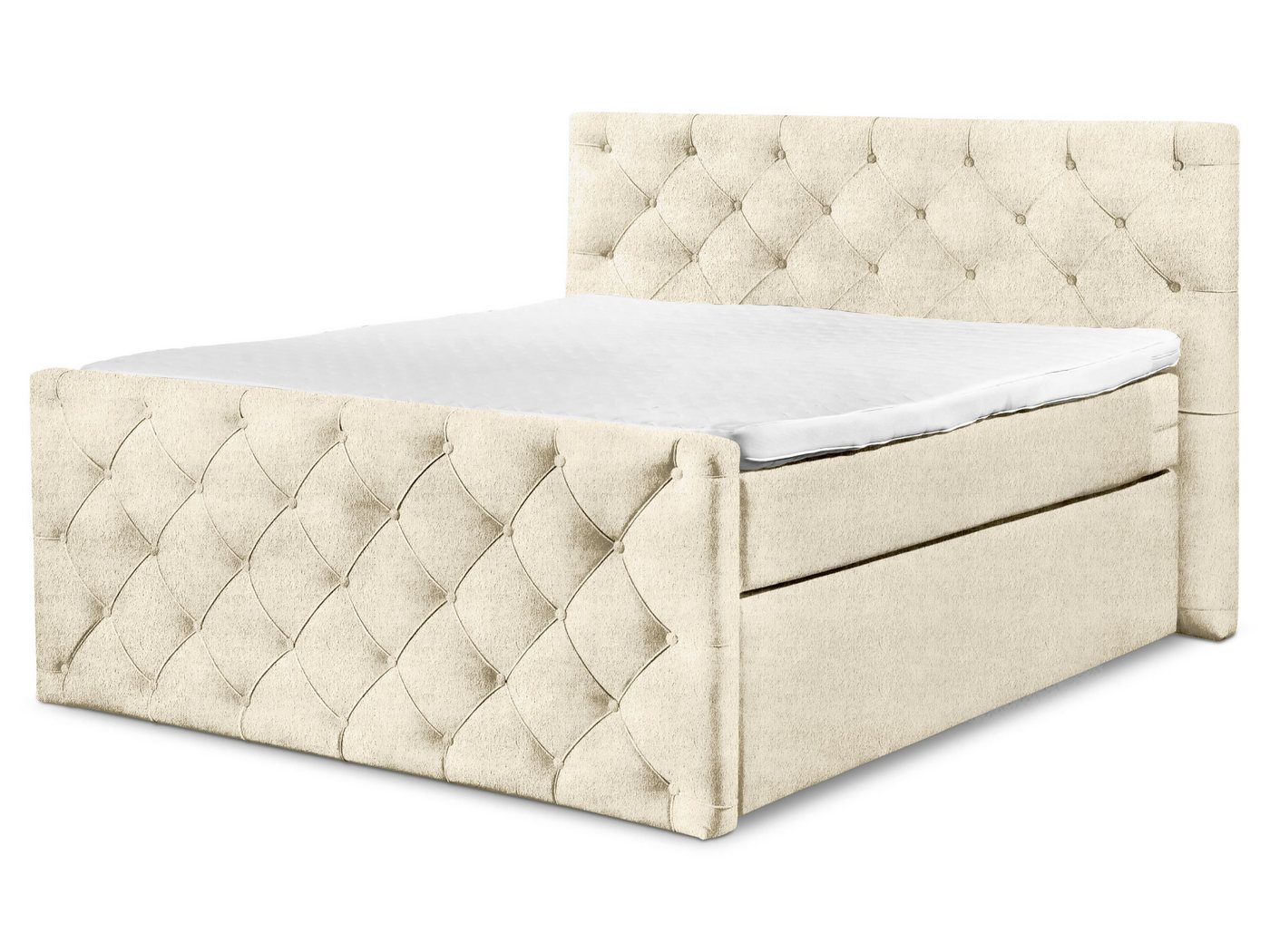 SANSIBAR Living Boxspringbett Boxspringbett SANSIBAR ITZEHOE (LF 180x200 cm) LF 180x200 cm beige von SANSIBAR Living