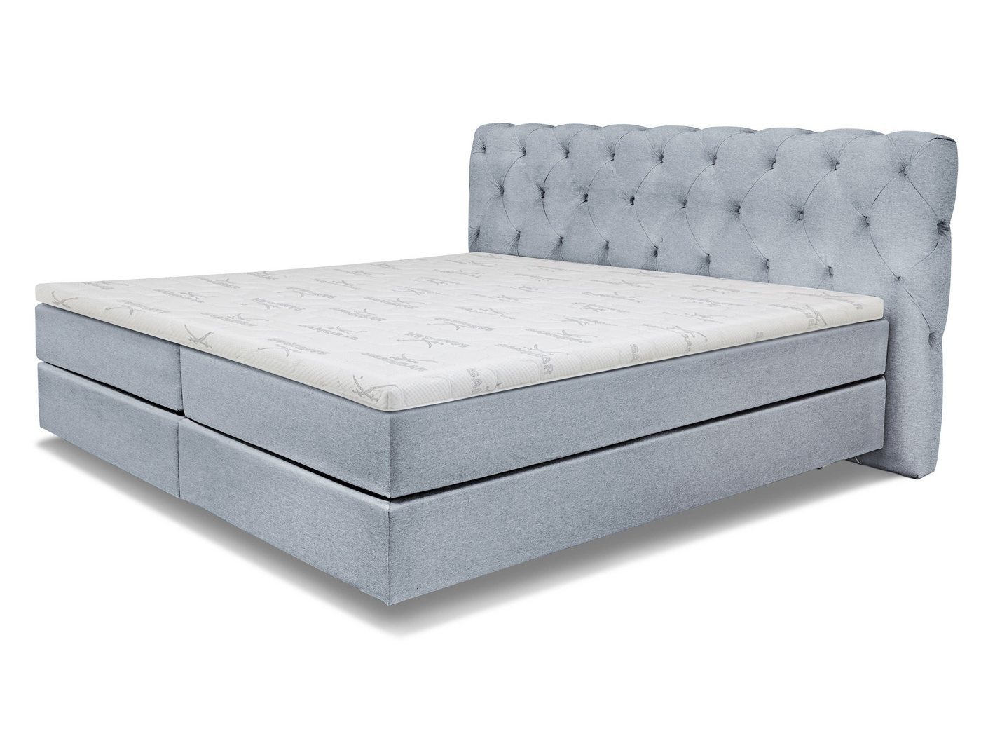 SANSIBAR Living Boxspringbett Boxspringbett SANSIBAR LANGEOOG blau Box-Spring-Bett Doppelbett von SANSIBAR Living