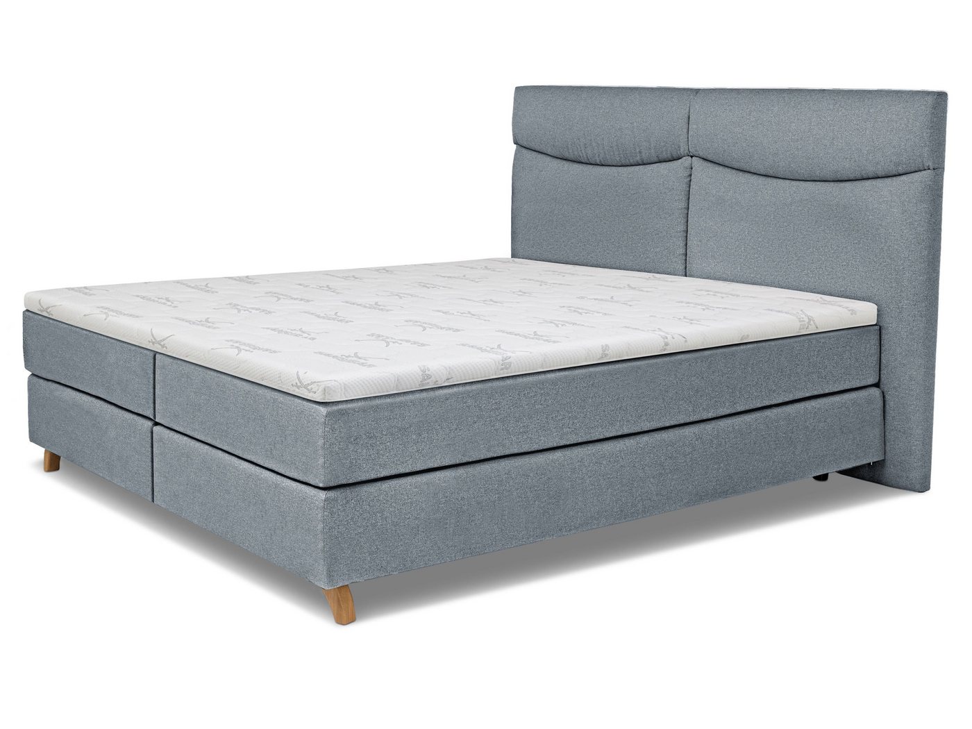 SANSIBAR Living Boxspringbett Boxspringbett SANSIBAR LANGEOOG blau Box-Spring-Bett Doppelbett von SANSIBAR Living