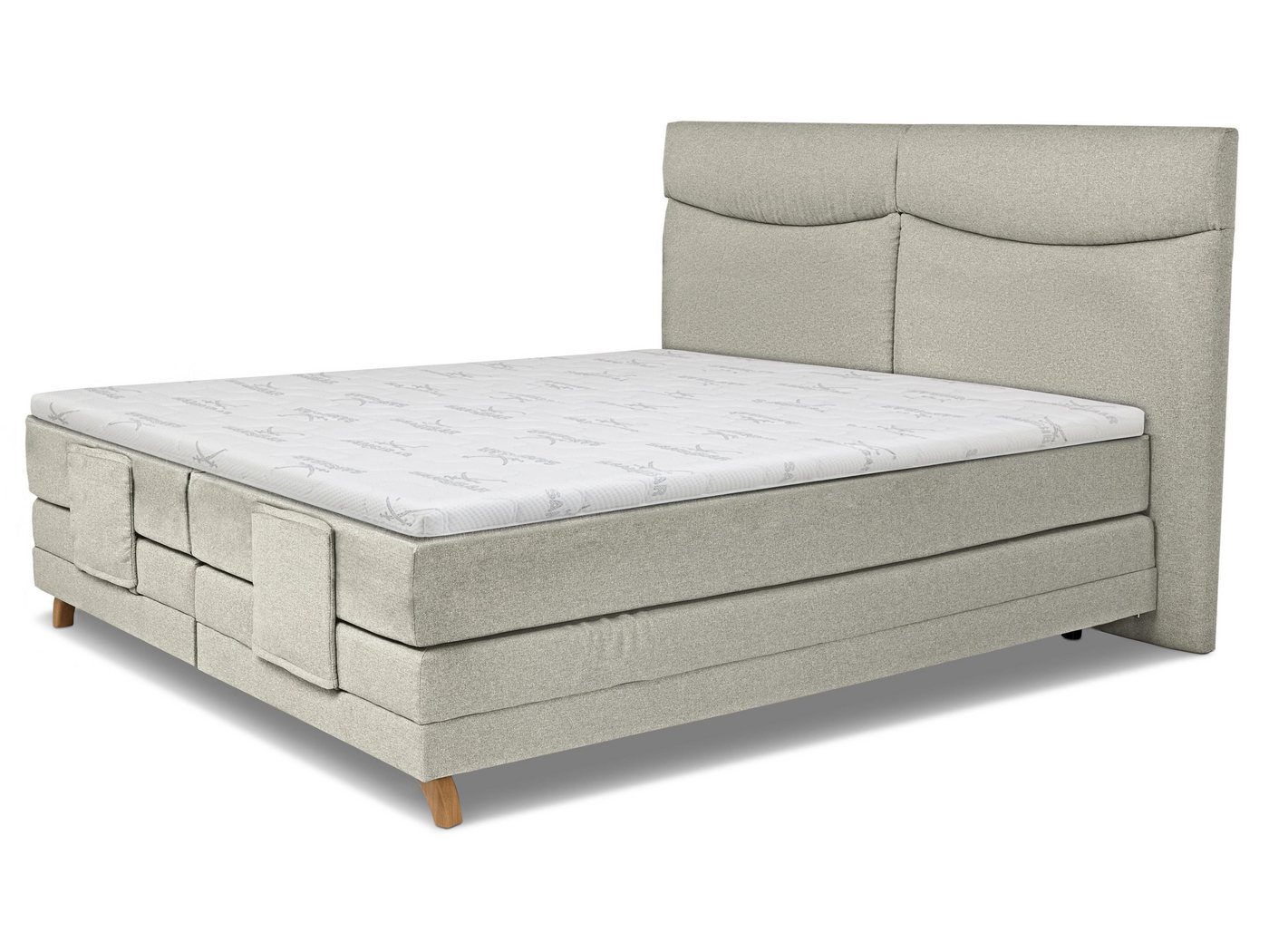 SANSIBAR Living Boxspringbett Boxspringbett SANSIBAR LANGEOOG grau Box-Spring-Bett Doppelbett von SANSIBAR Living