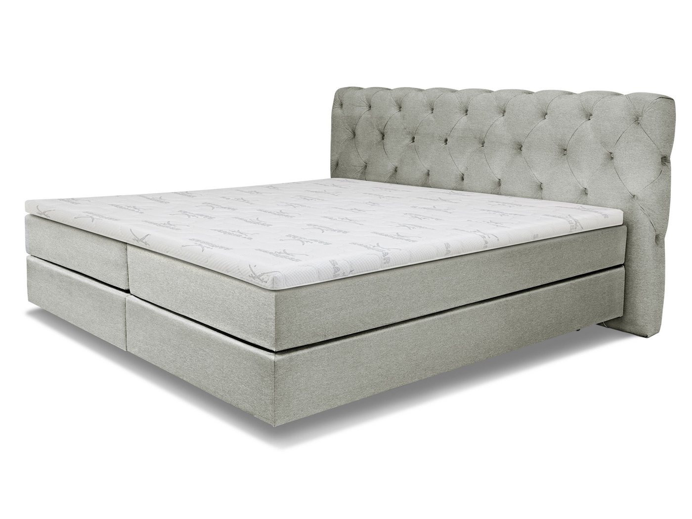 SANSIBAR Living Boxspringbett Boxspringbett SANSIBAR LANGEOOG grau Box-Spring-Bett Doppelbett von SANSIBAR Living