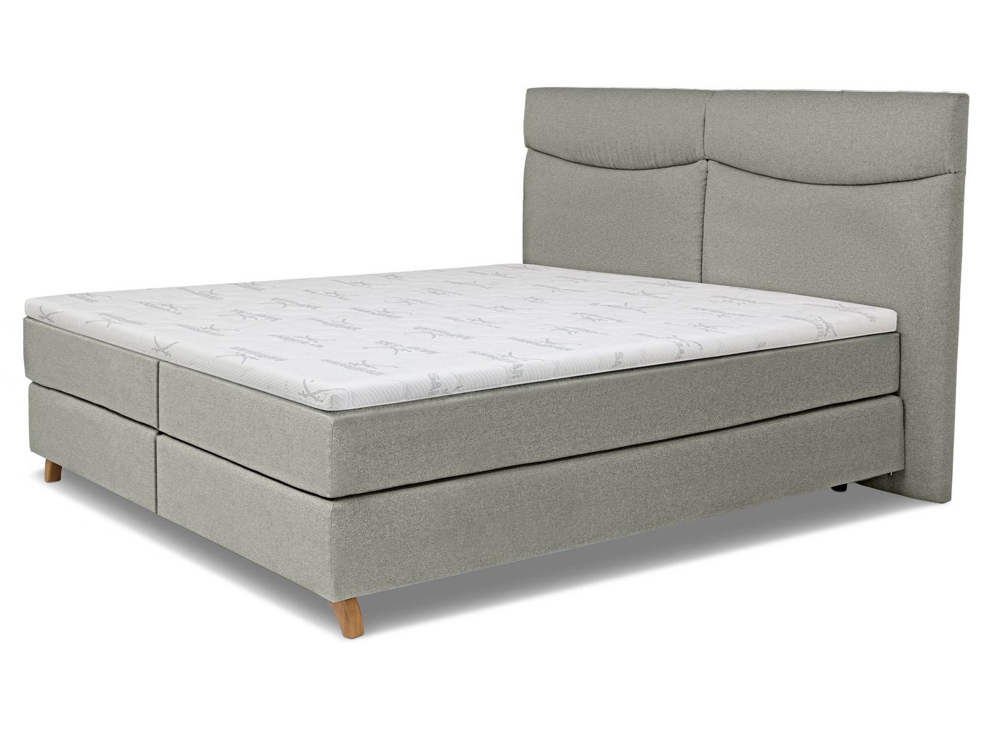 SANSIBAR Living Boxspringbett Boxspringbett SANSIBAR LANGEOOG grau Box-Spring-Bett Doppelbett von SANSIBAR Living