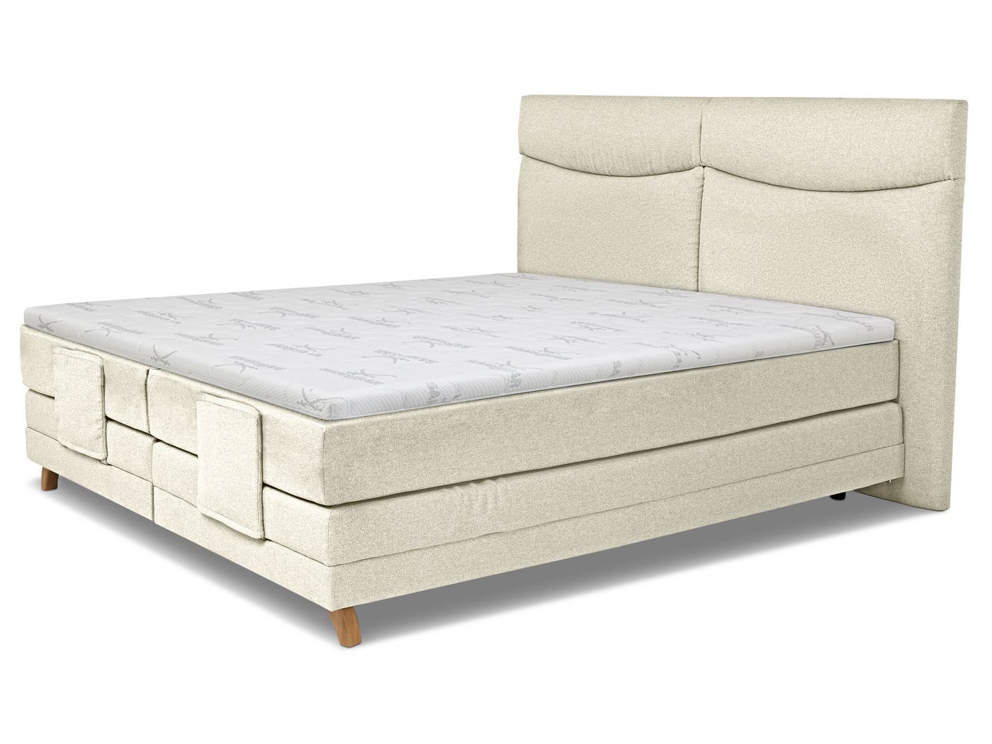 SANSIBAR Living Boxspringbett Boxspringbett SANSIBAR LANGEOOG grau Box-Spring-Bett Doppelbett von SANSIBAR Living