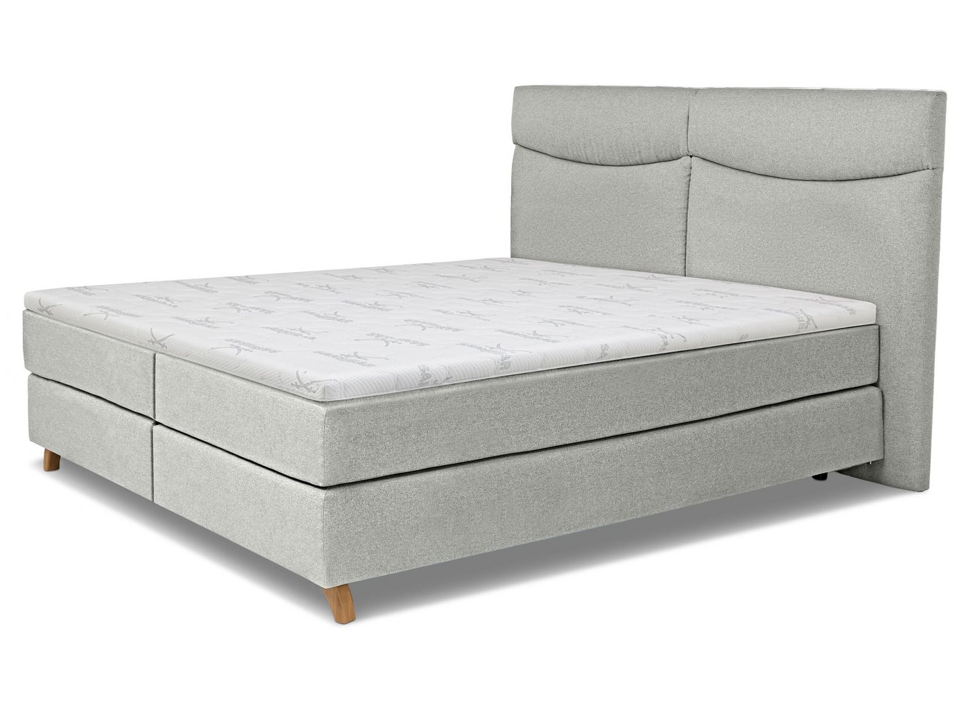 SANSIBAR Living Boxspringbett Boxspringbett SANSIBAR LANGEOOG silber Box-Spring-Bett Doppelbett von SANSIBAR Living