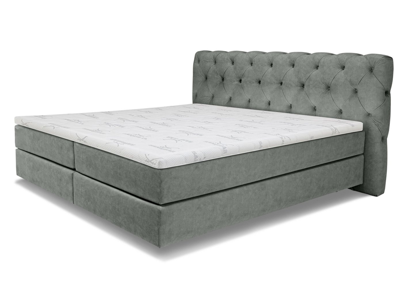 SANSIBAR Living Boxspringbett Boxspringbett SANSIBAR LANGEOOG grau Box-Spring-Bett Doppelbett von SANSIBAR Living