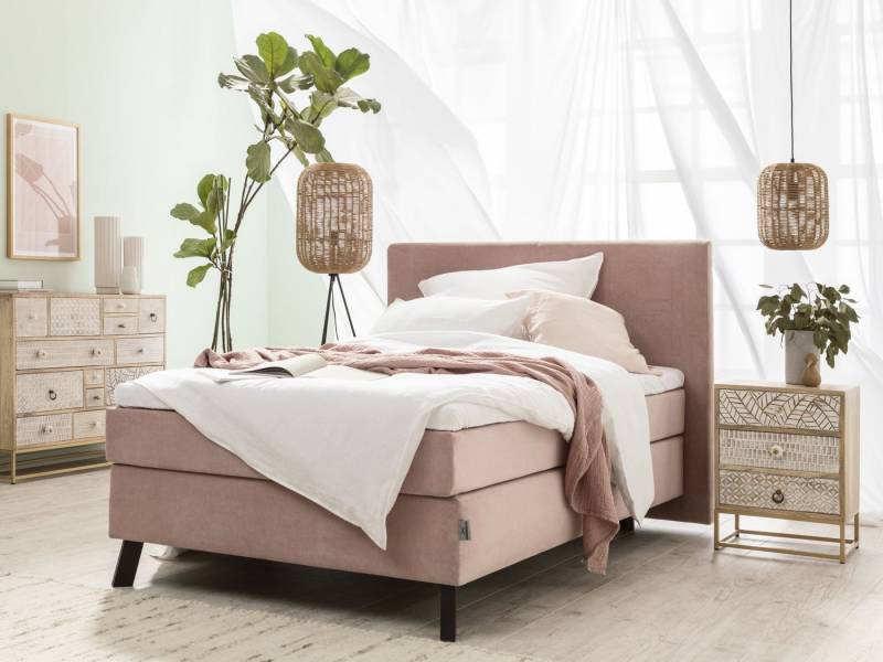 SANSIBAR Living Boxspringbett Boxspringbett SANSIBAR SVENDBORG LF 120x200 cm rosa Box-Spring-Bett von SANSIBAR Living