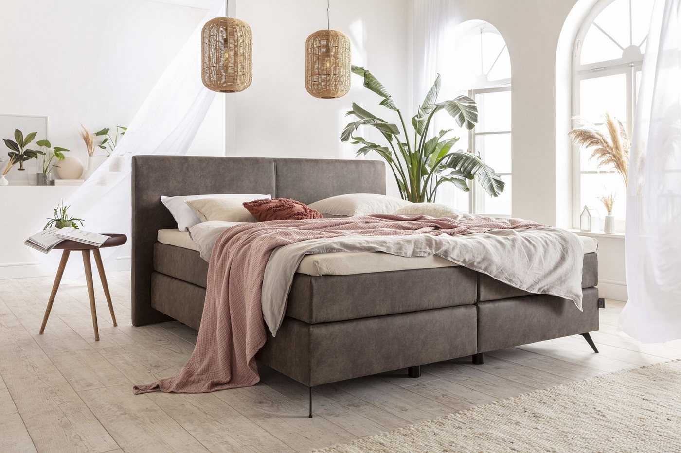 SANSIBAR Living Boxspringbett Boxspringbett SANSIBAR SVENDBORG LF 180x200 cm braun Box-Spring-Bett von SANSIBAR Living
