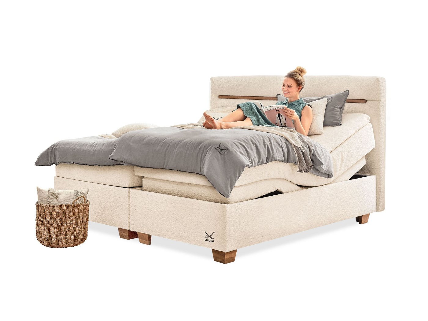 SANSIBAR Living Boxspringbett Boxspringbett SANSIBAR VIBORG Box-Spring-Bett Doppelbett von SANSIBAR Living