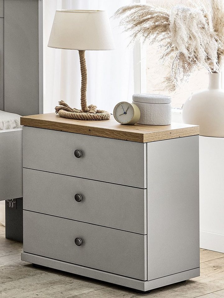 SANSIBAR Living Kommode Nachtkommode SANSIBAR AALBORG BHT 50x57x36 cm grau Nachttisch von SANSIBAR Living