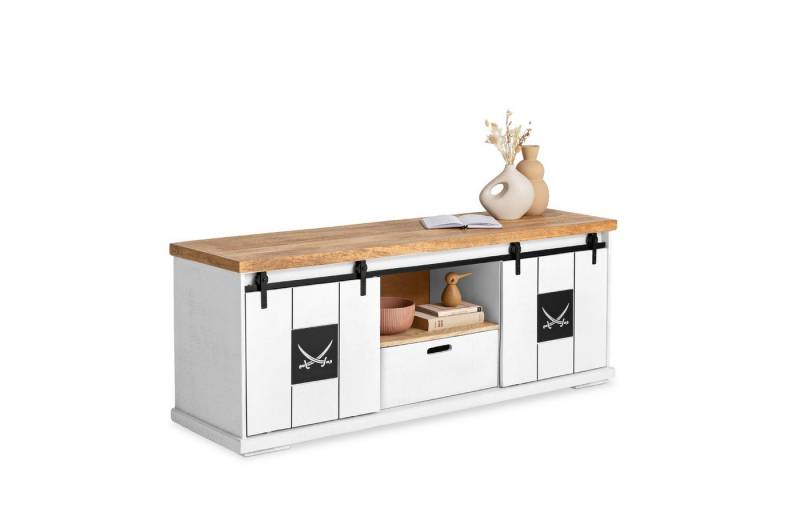 SANSIBAR Living Lowboard Lowboard SANSIBAR HALMSTAD BHT 158x60x45 cm weiß TV-Lowboard von SANSIBAR Living