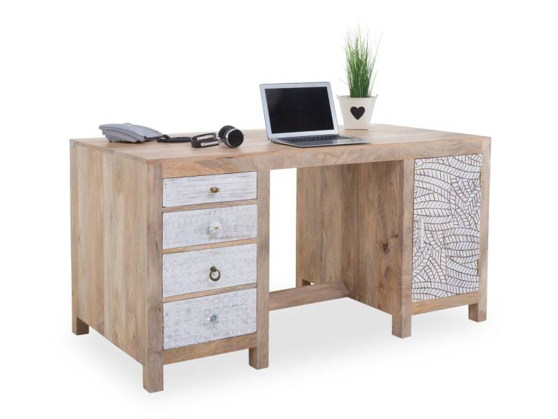 SANSIBAR Living Schreibtisch Schreibtisch SANSIBAR AMRUM BHT 150x78x75 cm beige Winkelschreibtisch von SANSIBAR Living