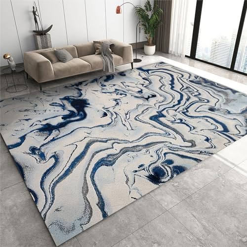 SANSJI FlüSsiger Dunkelblauer Marmor Teppiche Gegend, Gefrorenes Gold Und Schwarze Waschmaschinenfest Wohnzimmerteppich - für Terrasse Garten, Küche, Bad oder 160 x 230 cm SANSJI FlüSsiger Dunkelblauer Marmor Teppiche Gegend, Gefrorenes Gold Und Schwarze Waschmaschinenfest Wohnzimmerteppich - für Terrasse Garten, Küche, Bad oder 160 x 230 cm von SANSJI