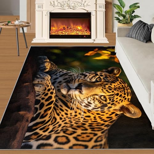 SANSJI Leopard Teppiche für den Flur, 60 x 120 cm, natürliches Afrika-Design, rutschfest und waschbar, Wildtier-Thema, für den Innenbereich, widerstandsfähiger Teppich für stark frequentierte SANSJI Leopard Teppiche für den Flur, 60 x 120 cm, natürliches Afrika-Design, rutschfest und waschbar, Wildtier-Thema, für den Innenbereich, widerstandsfähiger Teppich für stark frequentierte von SANSJI