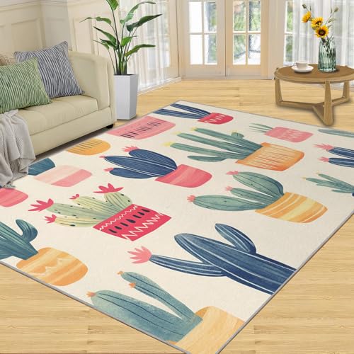 SANSJI Teppich, Cartoon-Heimdekoration, 152 x 228 cm, Kaktus-Teppich für Wohnzimmer, waschbare Teppiche für Schlafzimmer, Innenbereich, rutschfest und niedriger Flor, Wüstengrüne Pflanzen, Geschenke SANSJI Teppich, Cartoon-Heimdekoration, 152 x 228 cm, Kaktus-Teppich für Wohnzimmer, waschbare Teppiche für Schlafzimmer, Innenbereich, rutschfest und niedriger Flor, Wüstengrüne Pflanzen, Geschenke von SANSJI