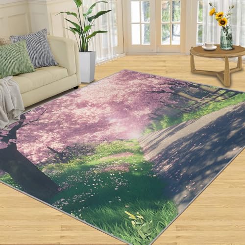 SANSJI Teppich, Frühlings-Heimdekoration, europäischer Gartenteppich für Wohnzimmer, waschbare Teppiche für Schlafzimmer, Innenbereich, rutschfest, niedriger Flor, romantisches Geschenk für Mädchen SANSJI Teppich, Frühlings-Heimdekoration, europäischer Gartenteppich für Wohnzimmer, waschbare Teppiche für Schlafzimmer, Innenbereich, rutschfest, niedriger Flor, romantisches Geschenk für Mädchen von SANSJI