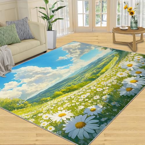 SANSJI Teppich, Frühlingsblumen-Heimdekoration, Anime-Gänseblümchen-Teppich für Wohnzimmer, waschbare Teppiche für Schlafzimmer, Innenbereich, rutschfest, niedriger Flor, Kinder-Cartoon-Geschenke SANSJI Teppich, Frühlingsblumen-Heimdekoration, Anime-Gänseblümchen-Teppich für Wohnzimmer, waschbare Teppiche für Schlafzimmer, Innenbereich, rutschfest, niedriger Flor, Kinder-Cartoon-Geschenke von SANSJI