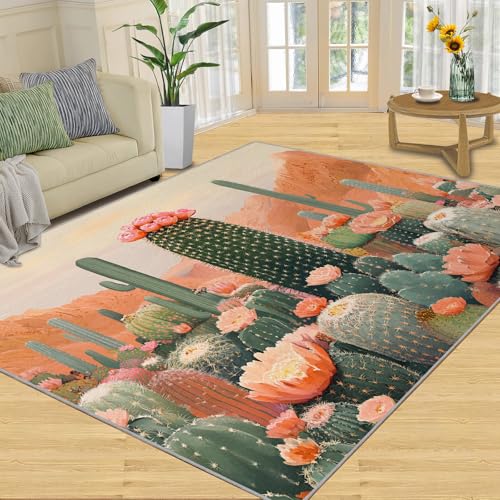 SANSJI Teppich, Wüstenpflanzen, Heimdekoration, 90 x 150 cm, Kaktus-Teppich für Wohnzimmer, waschbare Teppiche für Schlafzimmer, Innenbereich, rutschfest, niedriger Flor, Cartoon-Mädchen-Geschenke SANSJI Teppich, Wüstenpflanzen, Heimdekoration, 90 x 150 cm, Kaktus-Teppich für Wohnzimmer, waschbare Teppiche für Schlafzimmer, Innenbereich, rutschfest, niedriger Flor, Cartoon-Mädchen-Geschenke von SANSJI